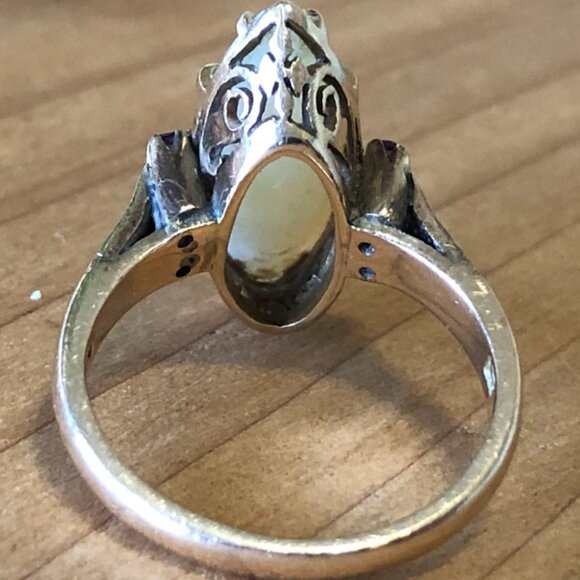 Vintage 14k Gold, Amethyst & Marquise Opal Ring Size 6.5 - Picture 5 of 5